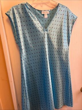 Morgan Taylor Light Blue Polka Dot V-Neck Midi Dress